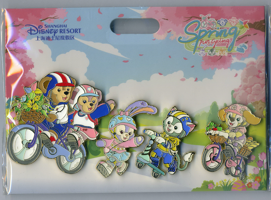 Spring Fun Cycling Shanghai Disney Pin Set
