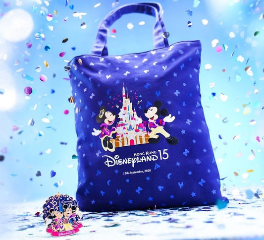 Hong Kong Disneyland 15th Anniversary Bag & Pin
