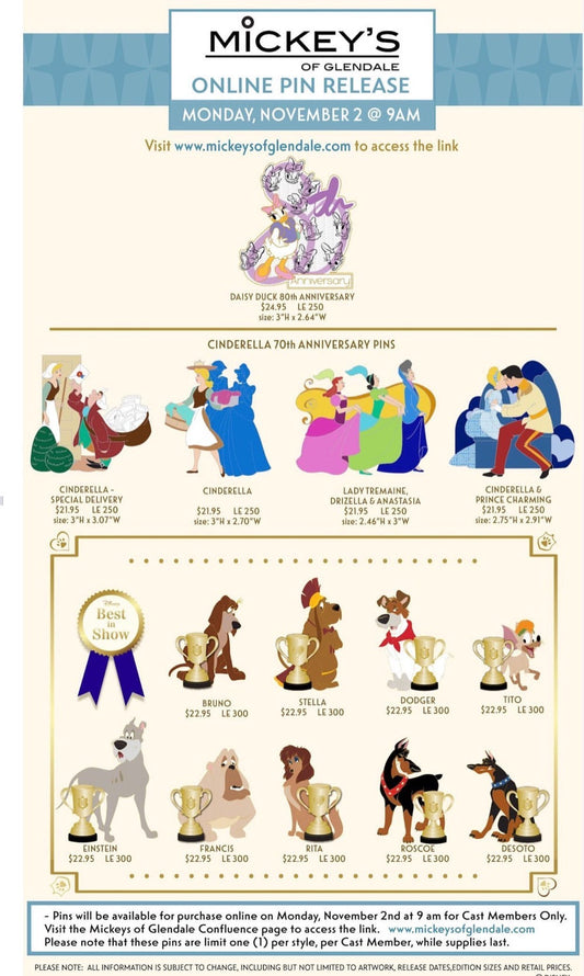 Daisy Duck 80th, Cinderella 70th and Best in Show WDI Pin Release