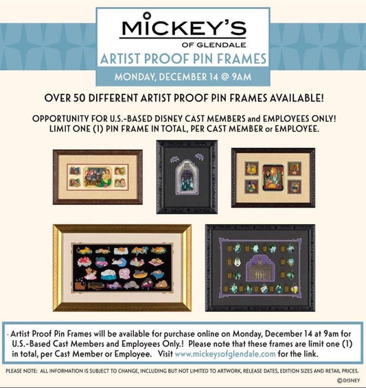 Artist Proof Pin Frames at Mickey’s of Glendale - December 2020