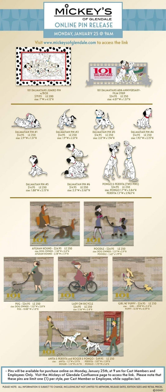 101 Dalmatians 60th Anniversary WDI Pin Release