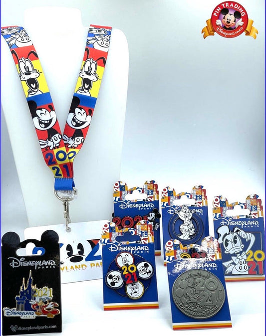 Disneyland Paris 2021 Dated Pins & Lanyard