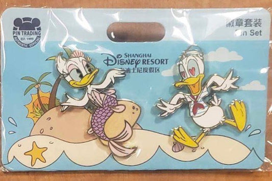 Donald & Daisy Beach Shanghai Disney Pin Set