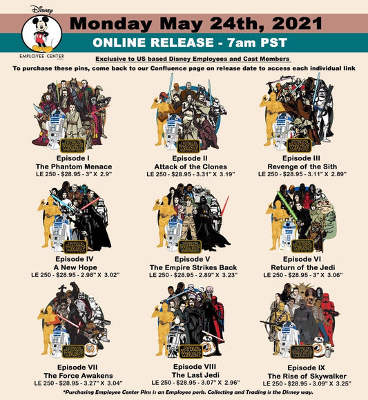 Star Wars Character Clusters Disney Employee Center Pins