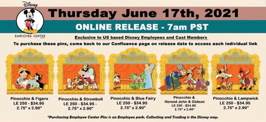 Pinocchio 80th Anniversary Disney Employee Center Pins