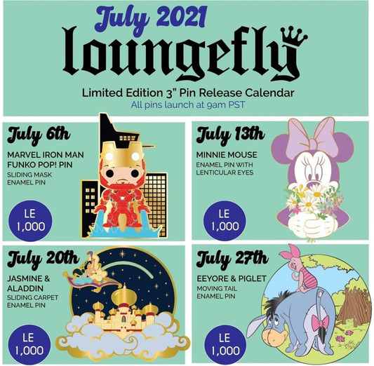July 2021 Loungefly Disney Pin Release Calendar