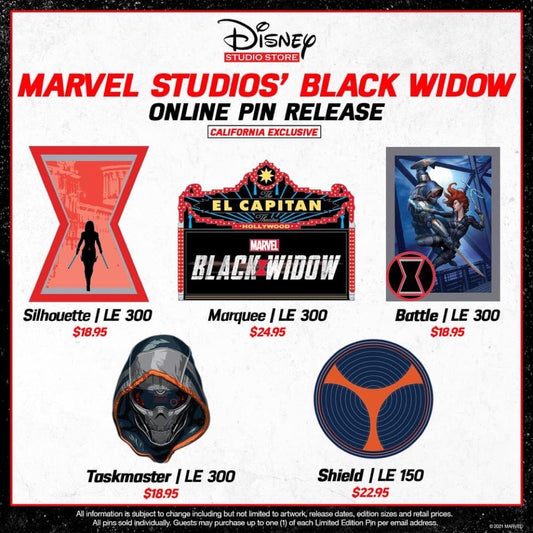 Marvel Black Widow Pin Release at Disney Studio Store Hollywood
