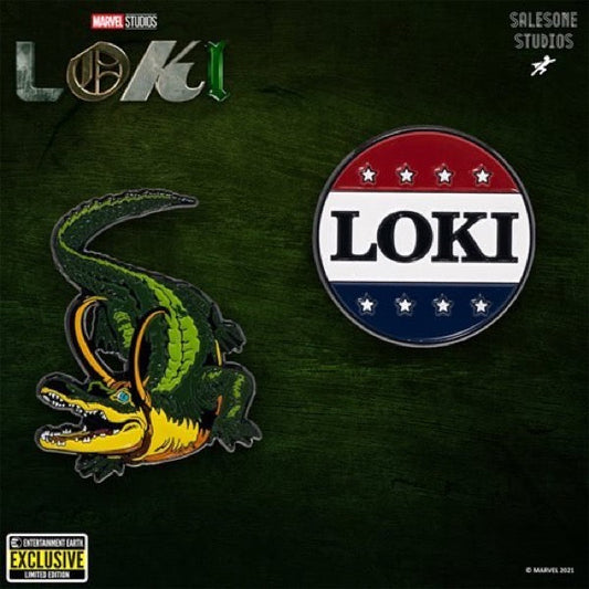 President Loki Button and Alligator Loki Pin 2-Pack - Entertainment Earth