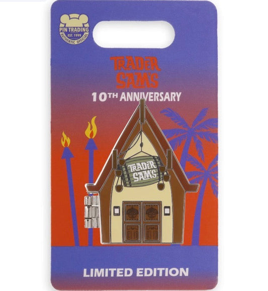 Trader Sam's Enchanted Tiki Bar 10th Anniversary Pin on Card