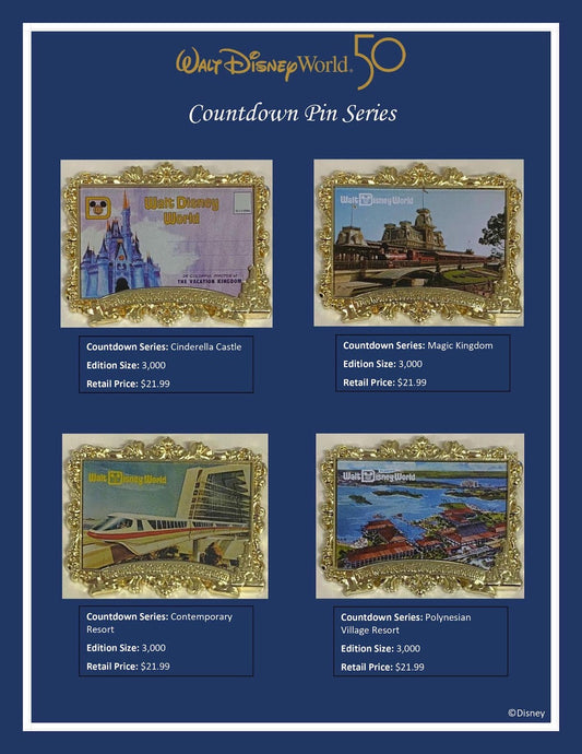 Walt Disney World 50th Anniversary Countdown Pin Series