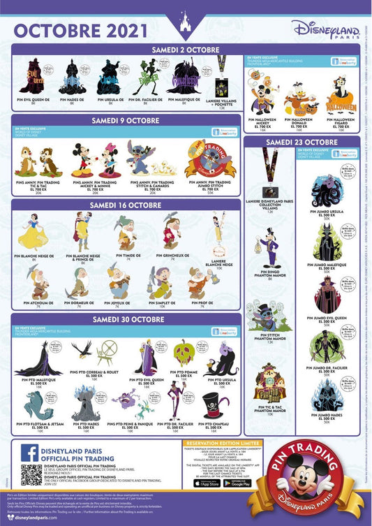 Disneyland Paris October 2021 Pin Releases
