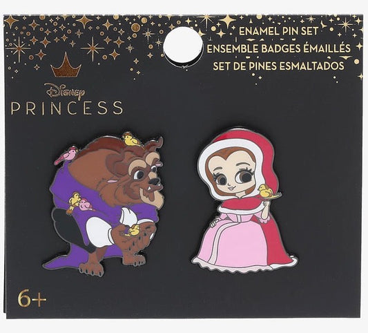 Beauty And The Beast Winter Beast & Belle Chibi Disney Pin Set