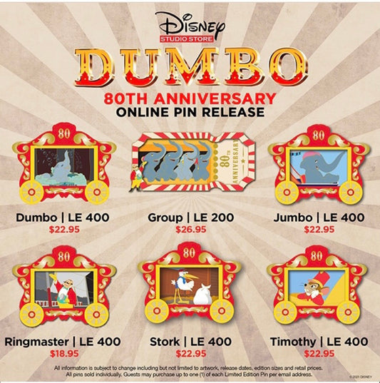 Dumbo 80th Anniversary DSSH Pin Series