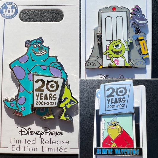 Monsters, Inc. 20th Anniversary Disney Pins