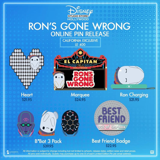Ron’s Gone Wrong Pin Release at Disney Studio Store Hollywood