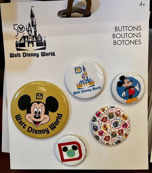 The Vault Walt Disney World 50th Anniversary Button Set
