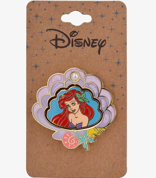 The Little Mermaid Spinning Clamshell Ariel & Flounder Disney Pin