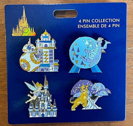 Walt Disney World 50th Anniversary Park Icons Pin Set