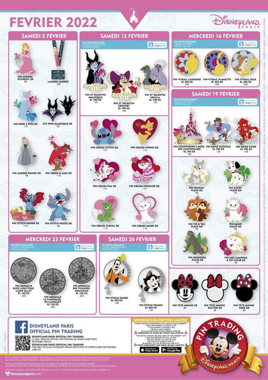 Disneyland Paris February 2022 Pin Releases