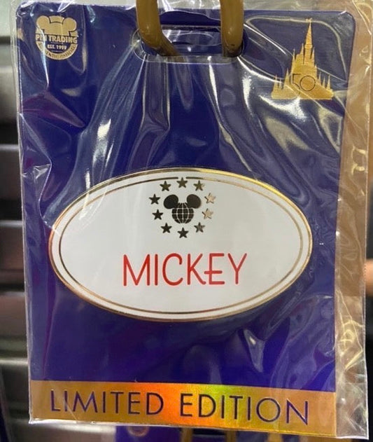 Mickey 10th Anniversary Nametag WDW 50th Cast Member Pin
