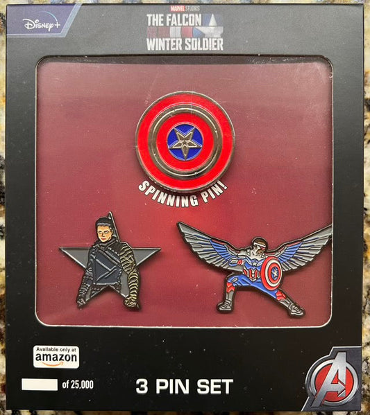 The Falcon and The Winter Soldier 3-Pin Set at Amazon