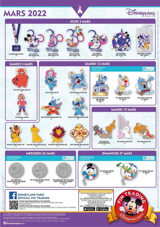 Disneyland Paris March 2022 Pin Releases