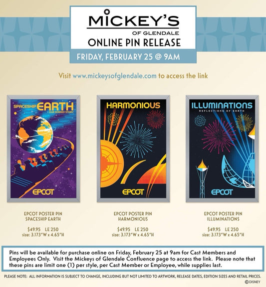 EPCOT Poster Series 1 WDI Pin Releases at Mickey’s of Glendale