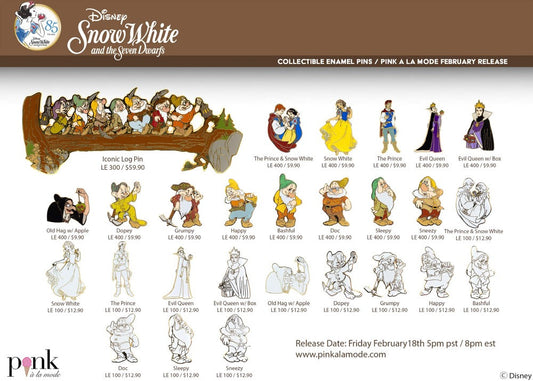 Snow White and the Seven Dwarfs Disney Pins at Pink a la Mode