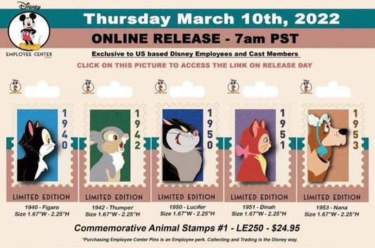 Commemorative Animal Stamps Series #1 Disney Employee Center Pins