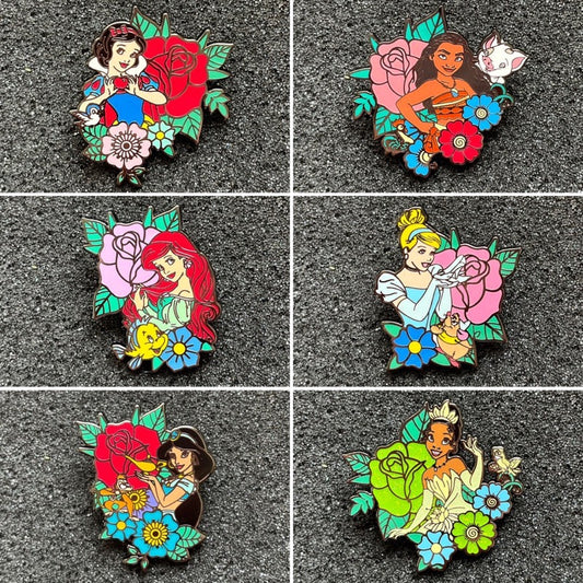 Disney Princess Floral Tattoo Loungefly Blind Box Pins