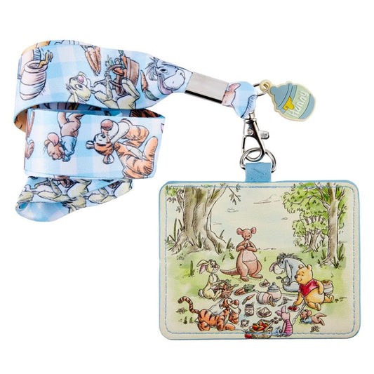 Disney Winnie the Pooh Picnic Scene Loungefly Cardholder Lanyard