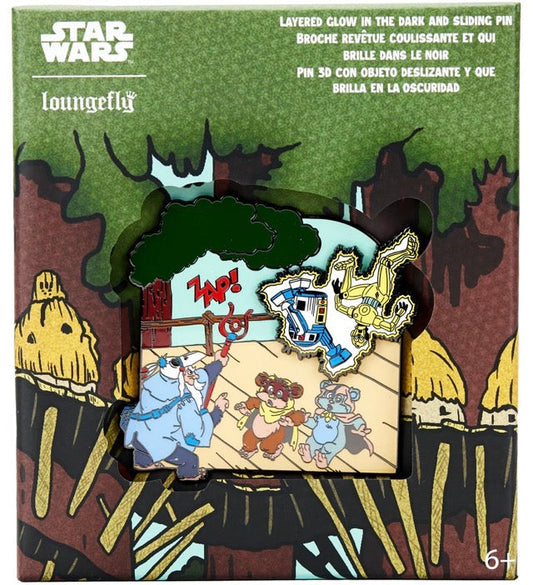 Ewoks and Droids Glow in the Dark Sliding Loungefly Star Wars Pin