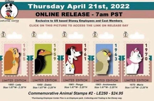 Commemorative Animal Stamps Series #2 Disney Employee Center Pins