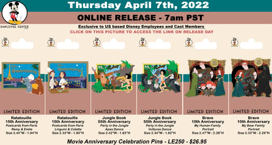 Ratatouille 15th & Brave 10th Anniversary Pins at Disney Employee Center