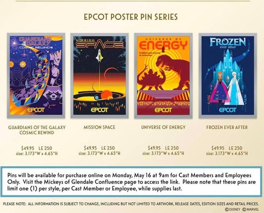EPCOT Poster Series 3 WDI Pin Releases at Mickey’s of Glendale