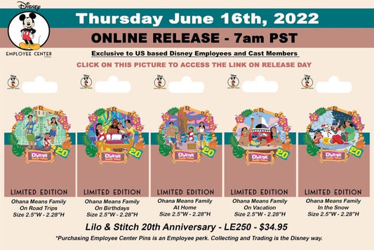 Lilo & Stitch 20th Anniversary Pins at Disney Employee Center