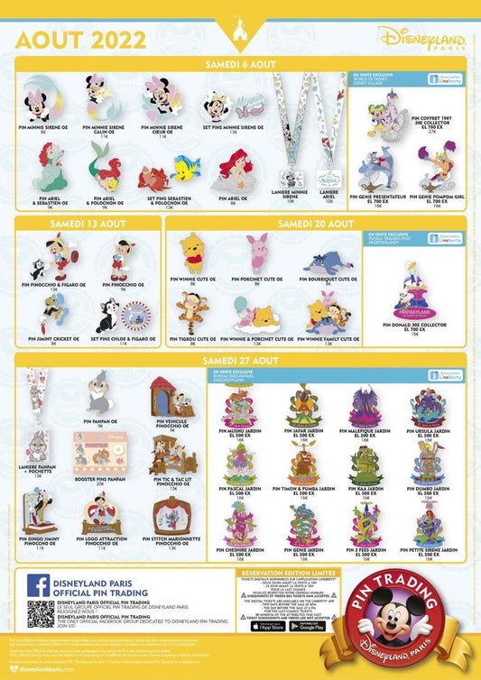 Disneyland Paris August 2022 Pin Releases
