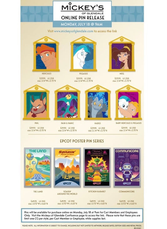 Hercules & EPCOT Poster WDI Pin Release at Mickey’s of Glendale