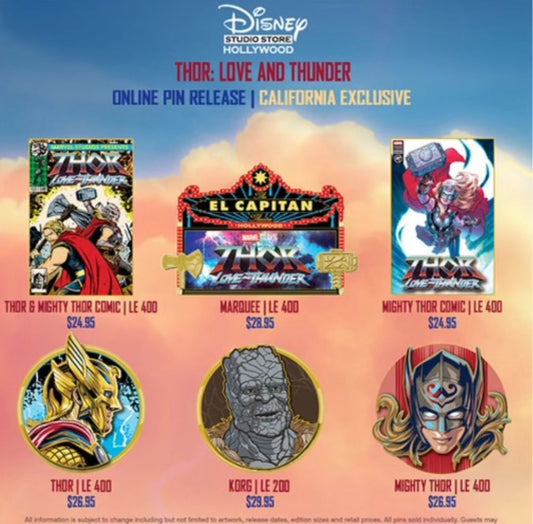 Thor Love and Thunder Pin Release at Disney Studio Store Hollywood