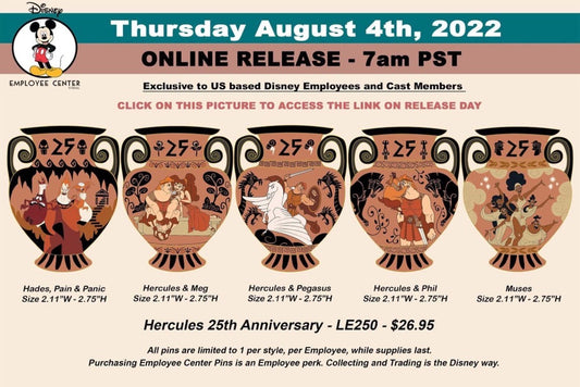 Hercules 25th Anniversary Pins at Disney Employee Center