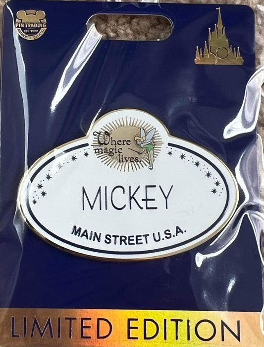 Where Magic Lives Mickey Nametag WDW 50th Cast Member Pin