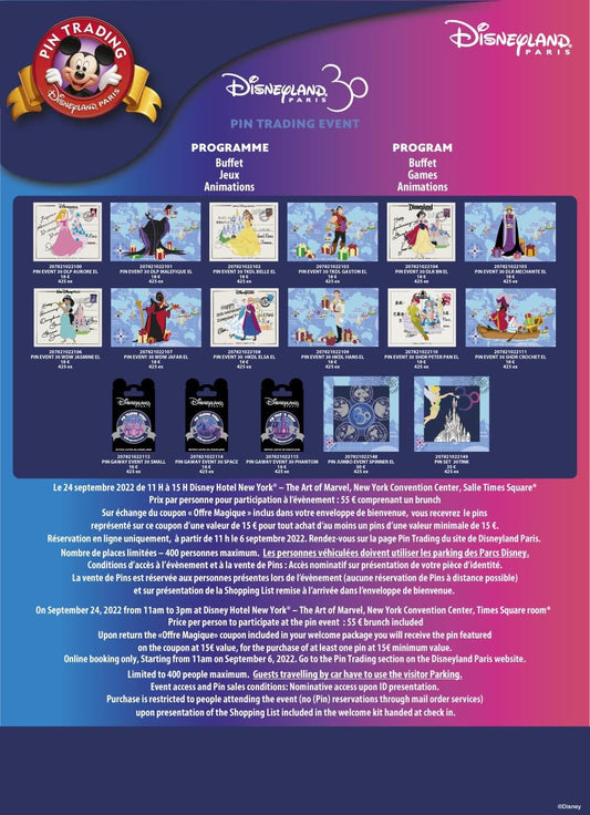 Disneyland Paris September 2022 Pin Trading Event
