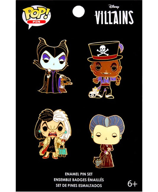 Disney Villains 4-Pack Funko Pop Pin Set