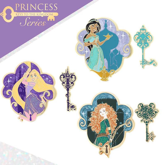 Rapunzel, Jasmine & Merida Disney Princess Keys to the Kingdom Pins
