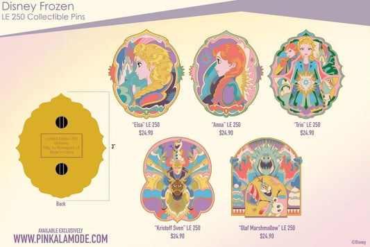 The Disney Frozen Watercolor Limited Edition Pin Series at Pink a la Mode