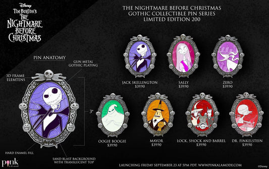 The Nightmare Before Christmas Gothic Collectible Limited Edition Pin Series at Pink a la Mode