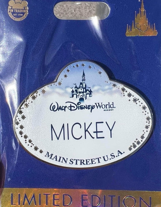 Walt Disney World Nametag WDW 50th Cast Member Pin