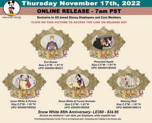 Snow White 85th Anniversary Pin Series at Disney Employee Center