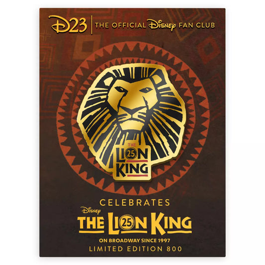 The Lion King on Broadway 25th Anniversary D23 Gold Member Exclusive Disney Pin