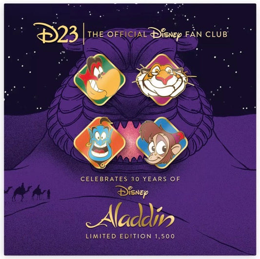 Aladdin 30th Anniversary D23 Gold Member Exclusive Disney Pin Set
